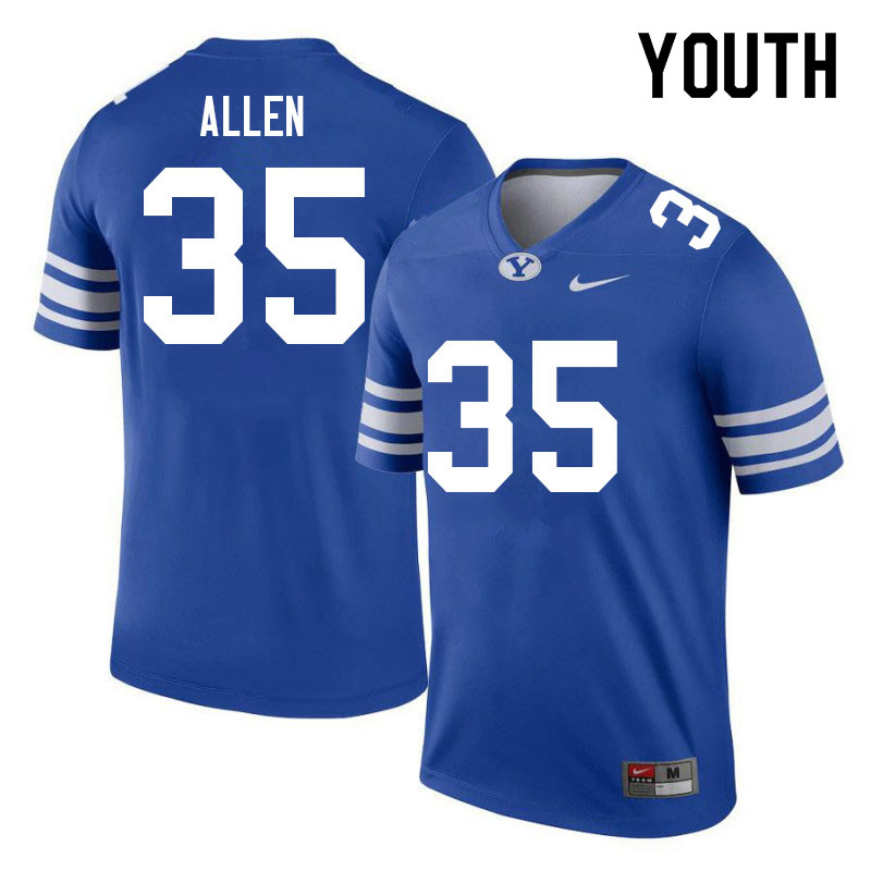 Youth #35 Zion Allen BYU Cougars College Football Jerseys Sale-Royal - Click Image to Close